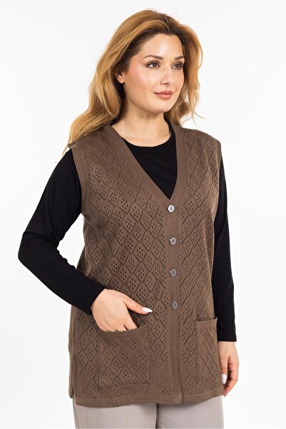 Mutlu City Kadın Orta Yaş ve Üzeri Merserize Cepli Düğmeli Rolax Anne Yelek 750