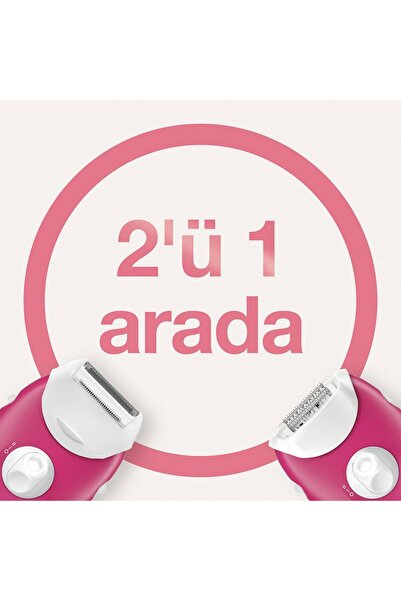 Braun Silk-épil 3 3276 Smartlight, 2'si 1 Arada Kablolu Epilatör / Ahududu Pembe