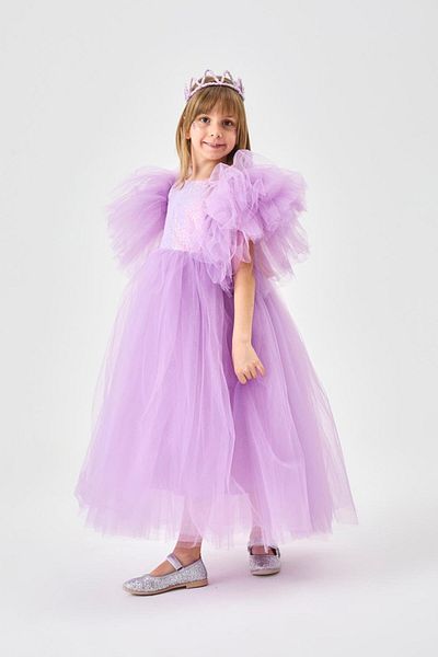 Le Mabelle Λιλά Μπροστινό Παγιέτα Κοριτσίστικο Φόρεμα από Τούλι - Halsey