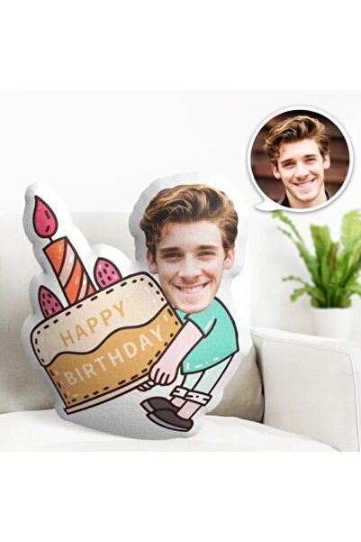Hediyefoni Kişiye Özel Doğum Günü Pastası İyi Ki Doğdun Şekilli Yastık
