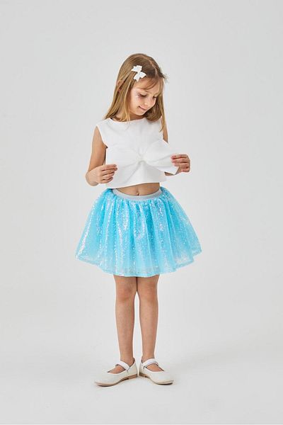 Le Mabelle Blue Sequined Girl's Skirt - Gracie