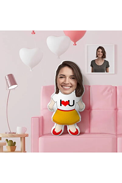 Hediyefoni Kişiye Özel Etekli Kız Şekilli Yastık