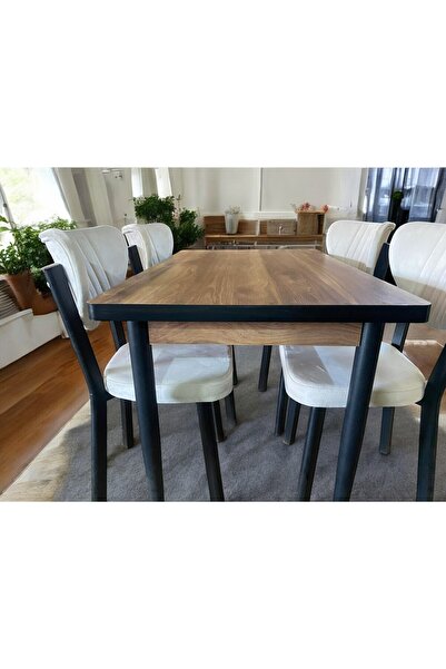 MASBA 80*120 MUTFAK MASASI 4KİŞİLİK YEMEK MASASI ELMA SANDALYE METAL AYAK