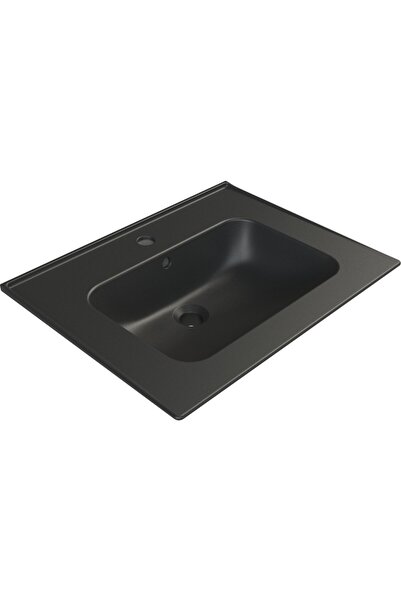 Turkuaz Mat Siyah Blue 60 cm Etajerli Lavabo
