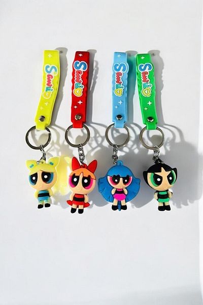 GLANZEND 4-Piece Powerpuff Girls Character Keychain and Bag Ornament (BUTTERCUP, BLOSSOM, BUBBLES AND BLISTINA)