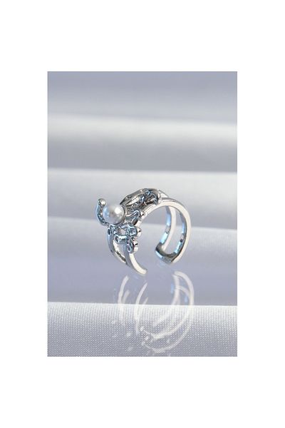 Skygo Brass Silver Color Octopus Earcuff Earring with Pearl - Tj-Bkp9332