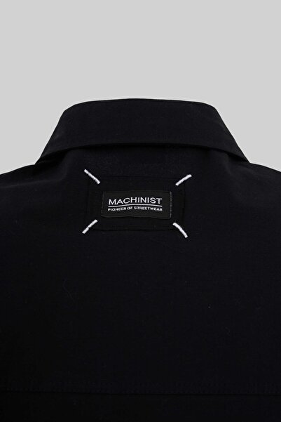 Machinist Ανδρικό μαύρο πουκάμισο με ετικέτα και τεχνική ραφή