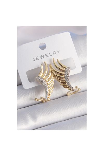 Skygo Brass Gold Zircon Stone Women's Earrings - Wing Model Tj-Bkp9529