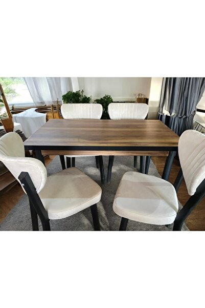MASBA 80*120 MUTFAK MASASI 4KİŞİLİK YEMEK MASASI ELMA SANDALYE METAL AYAK