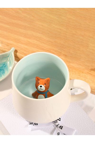 MUKKO HOME 3D Porcelain Mug – with Cute Cat Figure, 350 Ml, Fun and Stylish Design