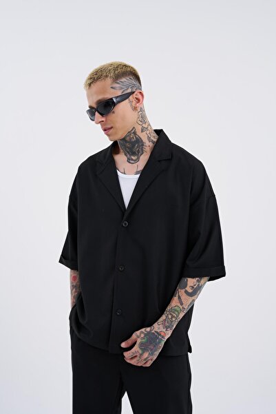 Machinist Cămașă neagră cu dungi pentru bărbați