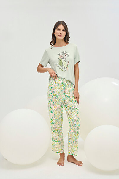 Sevim 16553 KADIN BASKILI PİJAMA TAKIM