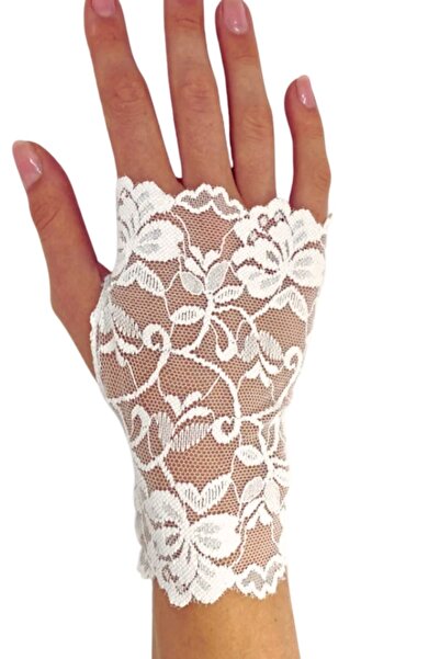 Beach and the City Beyaz - Dantel Eldiven, Fantazi, Düğün, Özel Gün, Fantezi, Beyaz Eldiven, Beyaz Dantel Eldiven