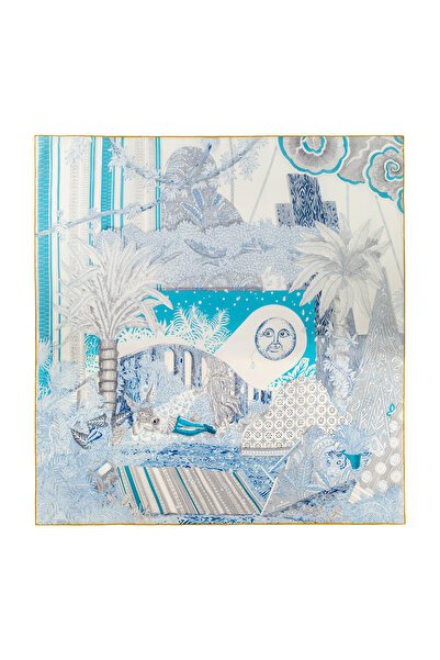 CASHMERE AND SİLK MAWLANA (140X140) Cashmere Square Double Printed Shawl