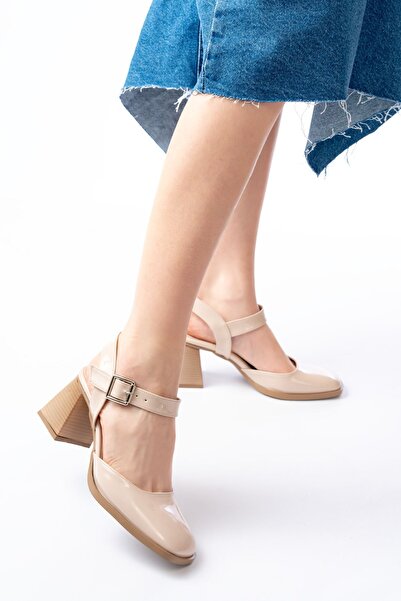 serkanseyyid İNF-40450 Bej Rugan Günlük Arkası Açık Topuklu Ayakkabı