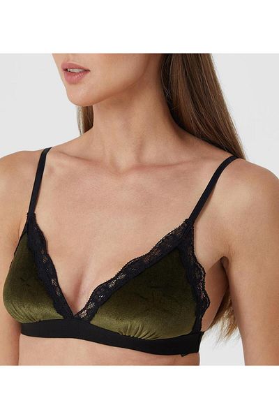 DEEP SECRET Λαδί Πράσινο Βελούδινο Δαντελένιο Bralet Ds 200111 br