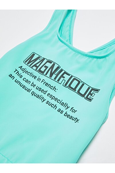 DEEP BEACH Mint Skirted Text Printed Girls Swimsuit Db200550Cm