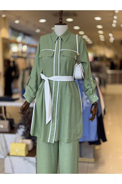 Zühre KUŞAK DETAYLI TAKIM YEŞİL 1501