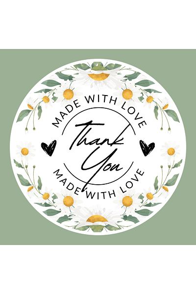 EcoNest 102 Pieces 5X5 cm Thank You Packaging Product in Art Sticker Shape