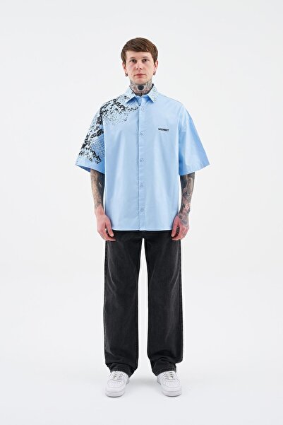Machinist Ανδρικό πουκάμισο με Animal printed Baby Blue