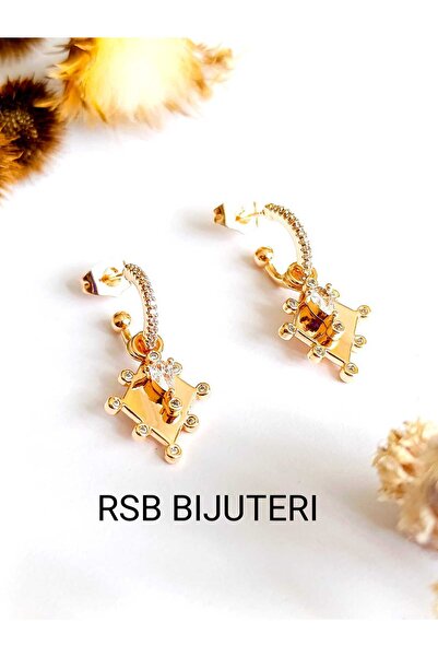 RSB Bijuteri Küpe Sallantılı XUPINGG Zirkon Taş Altın Kaplama 316 L Çelik + H...