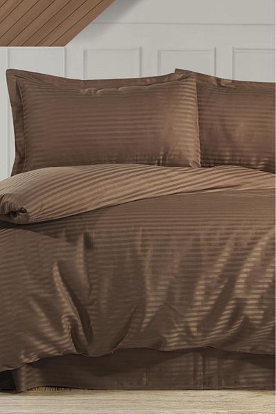 Çeyiz Diyarı Комплект завивки Dowry Diyarı Stripe Single PollySatin Cappuccino