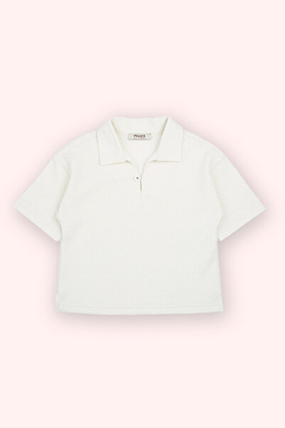 Panço Erkek Bebek Yaka Detaylı Ekru Tişört