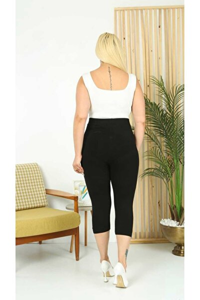 LİKRA Women's Plus Size High Waist Viscose Capri Leggings
