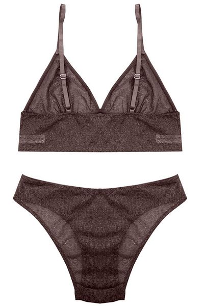 DEEP SECRET Πρωτοχρονιάτικο Καφέ Χάλκινο Glitter Bralet Σετ Ds 200581 brt