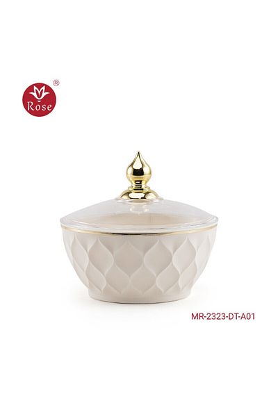 Rose Mr-2323-Date bowl with rose lid (6.5*12) cm