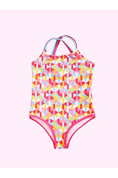DEEP BEACH PINK PIPE PRINTED GIRL'S SWIMSUIT DB200545CM