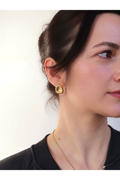 Roosvel Matte Look Gold Surgical Steel Earrings