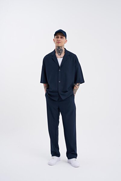 Machinist Men's Striped Navy Blue Shirt