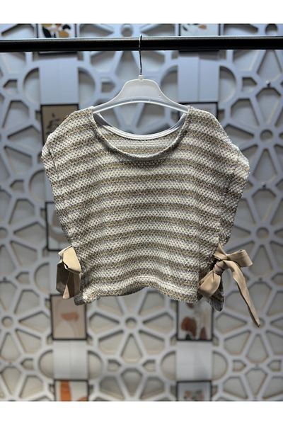 KUMRUNUN DÜNYASI Girl's Ruffled Sleeve Collar Shirt Knitwear Sweater Trousers 3-Piece Top and Bottom Set