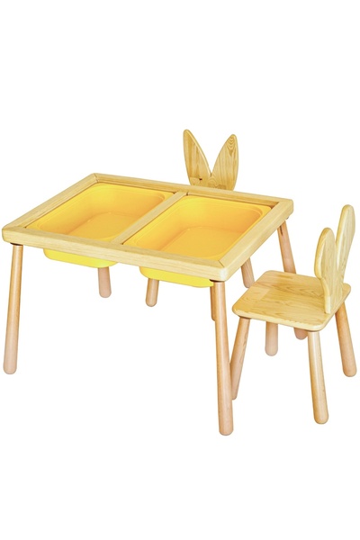 Woodnjoy Duyusal Oyun Masası + 2 Sandalye