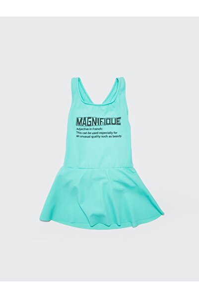 DEEP BEACH Mint Skirted Text Printed Girls Swimsuit Db200550Cm