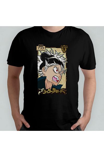 Pixxa Μαύρο τριφύλλι Asta Unisex 100% βαμβακερό μπλουζάκι με λαιμόκοψη μοντέλο 5