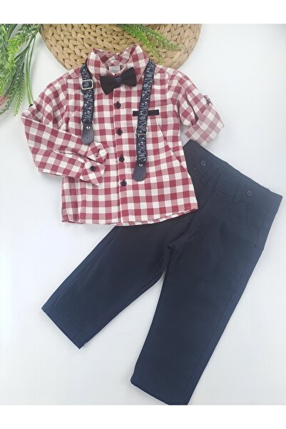 Butik Dečija košulja, pantalone, leptir mašna Kaiš 4-dijelni set vrhunskog kv...