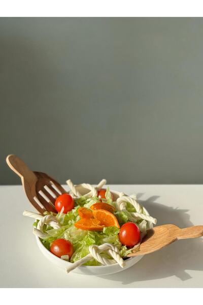 Maison Avf 2-Piece Natural Wooden Salad Mixer Serving Set Spoon-Fork