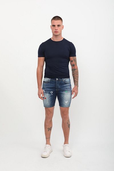 Bluewhite Ανδρικό σορτς Jean - Σκούρο Μπλε, Patch Λεπτομέρεια