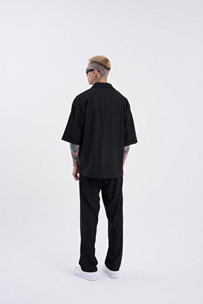 Machinist Cămașă neagră cu dungi pentru bărbați