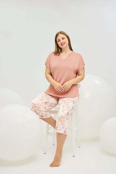Sevim 16454 Women's Big Size Short Pajama Suit