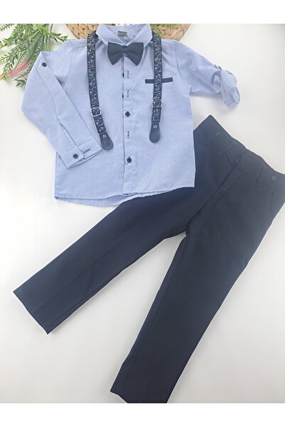 Butik Erkek Çocuk Gömlek Pantolon Papyon Kemer  4 lü Takım Premium Kalite
