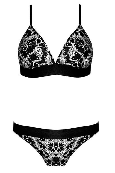 DEEP SECRET Black-white Full Lace Bralet String Set Ds20095brt