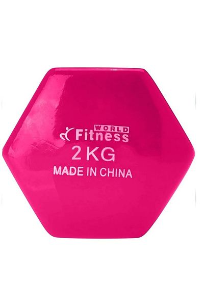 Fitness World Weightlifting dumbbell made of vinyl, 2 kg, consisting of two pieces Pink