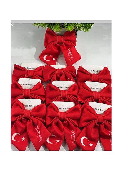 Chocuk Red White Turkish Flag and Atatürk Signature Fabric Automatic Bow Luxury Buckle 24Ículos