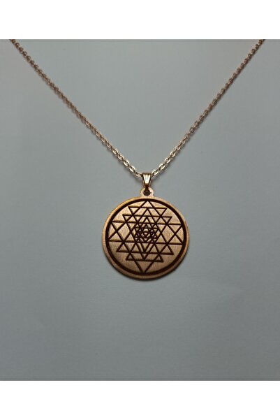 EldenEveBakır Sri Yantra Geometrik Bakır Kolye KLYY0026-1