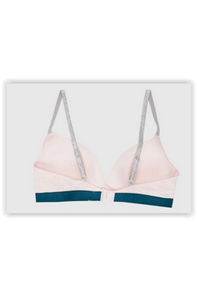 DEEP SECRET Pink Turquoise Elastic Unpadded Covered First Bra