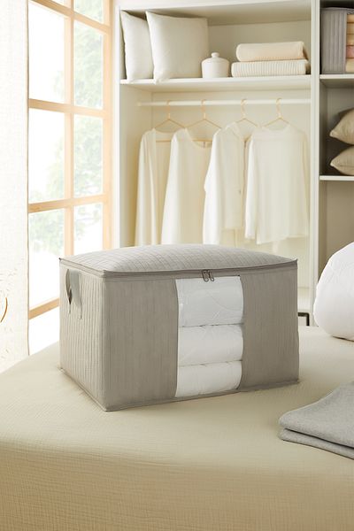 Ocean Home Textile Large Size Windowed Gray Quilted Pillow Quilt Sweater Bag 60x43x35