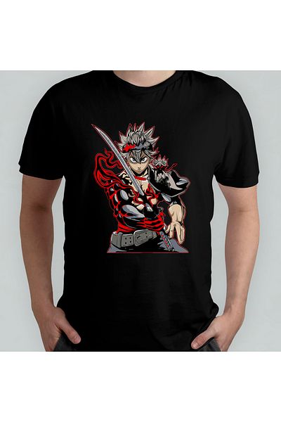 Pixxa Μαύρο τριφύλλι Asta Unisex 100% βαμβακερό μπλουζάκι με λαιμόκοψη μοντέλο 9
